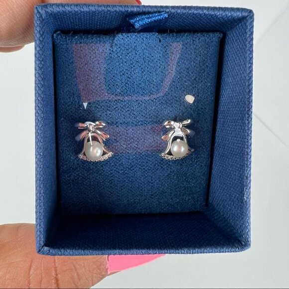 Nib - J.Rosée Chic Women 925 Sterling Silver, White Pearl Stud Earrings. - Picture 4 of 6